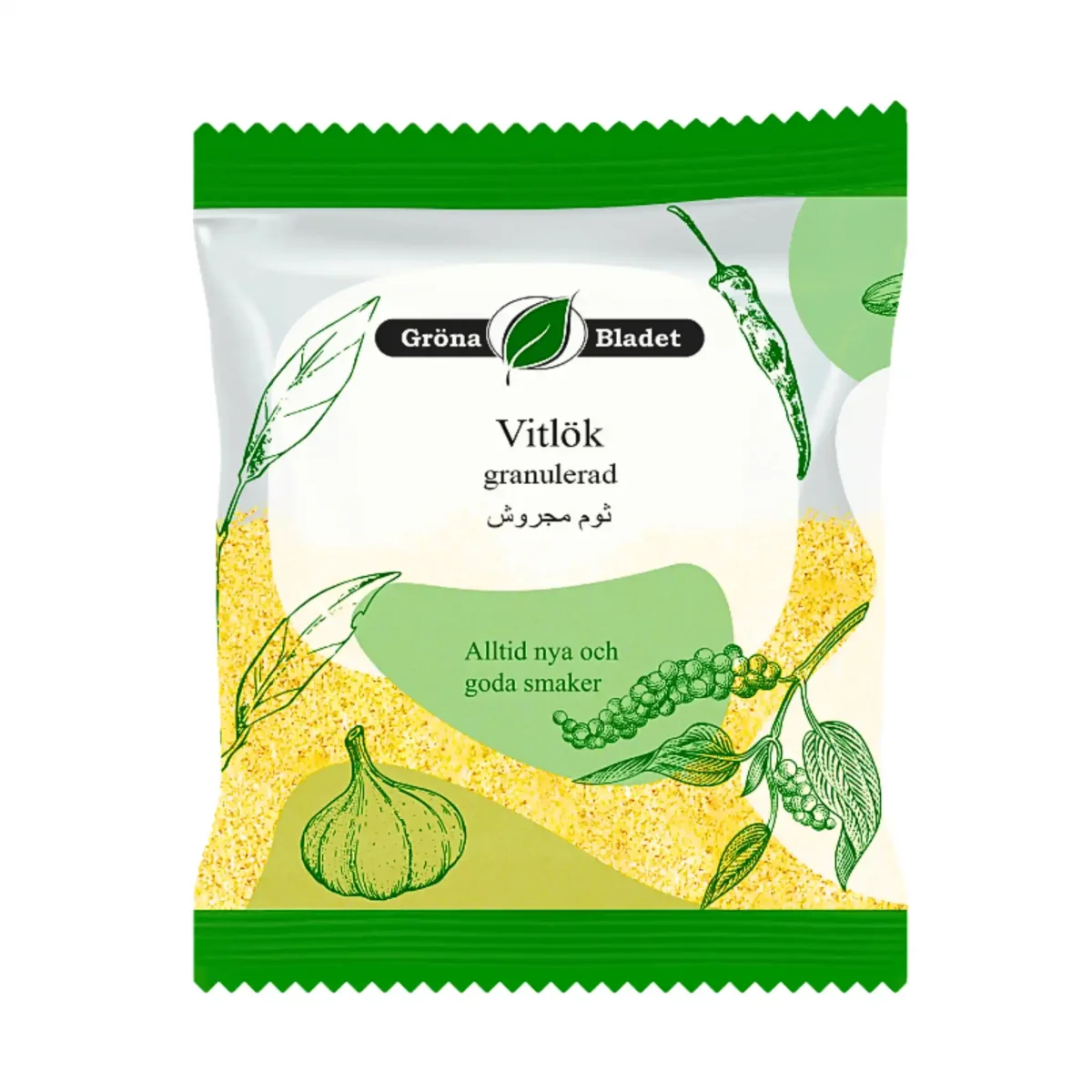 Gröna Bladet Vitlök, Granulerad 40g – En Smakfull Krydda för Allt från Soppor till Grillar!