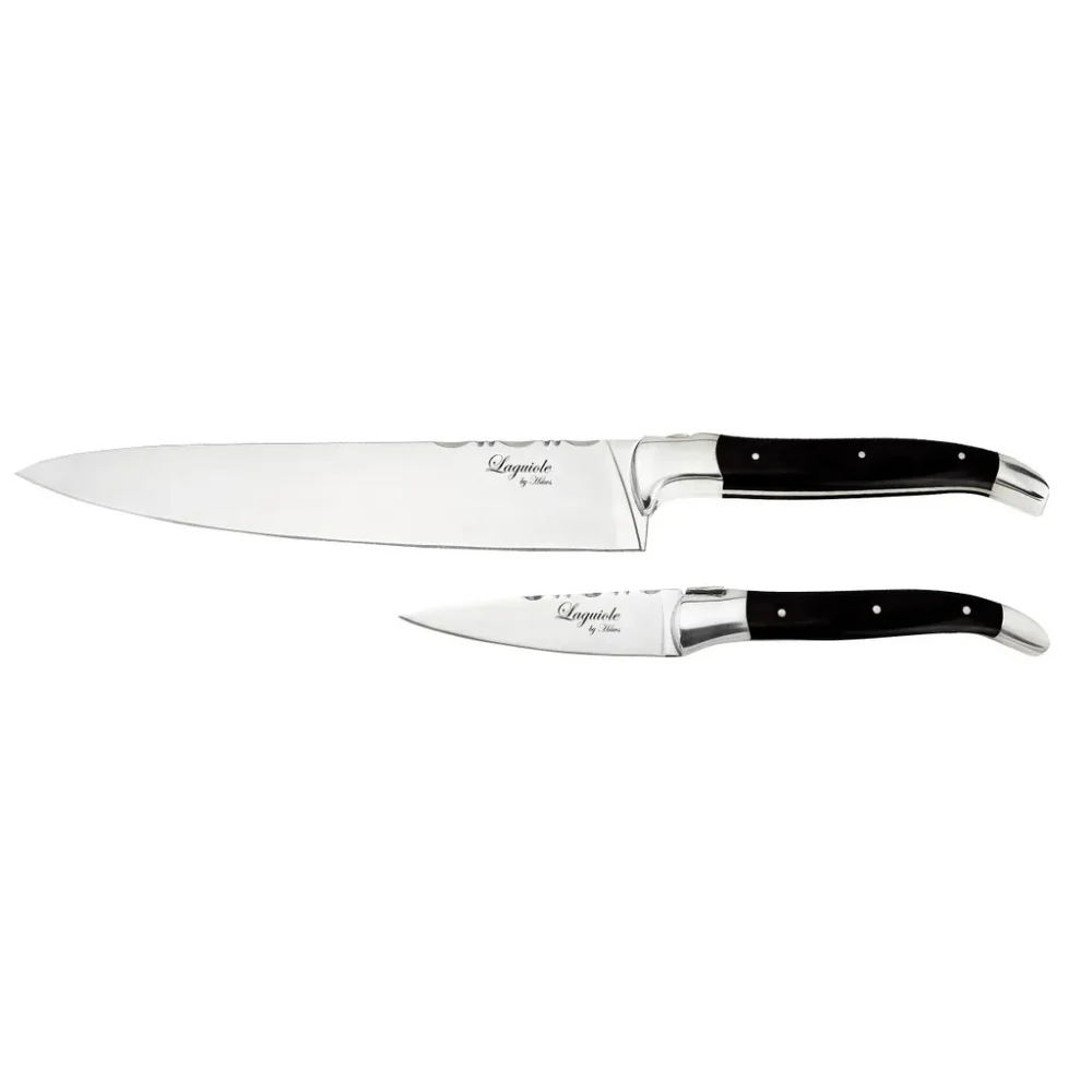 Laguiole By Hâws knivset 2 delar skalkniv & kockkniv svart - Bild 2