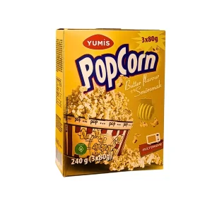Yumis Popcorn Smör Saltade 80g x 3pack - Utgånget datum med garanti