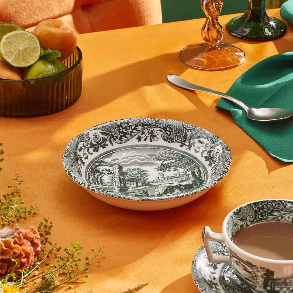Spode Heritage Green Italian skål 15 cm, grön/vit - Bild 7