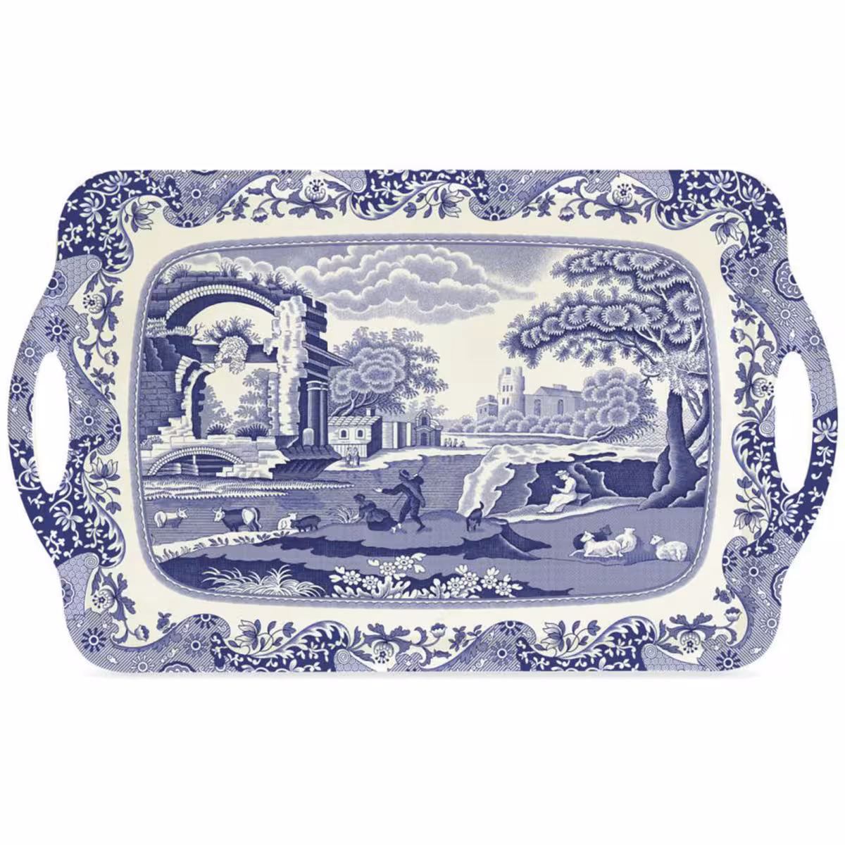 Spode Blue Italian Bricka 48x30 cm blå/vit