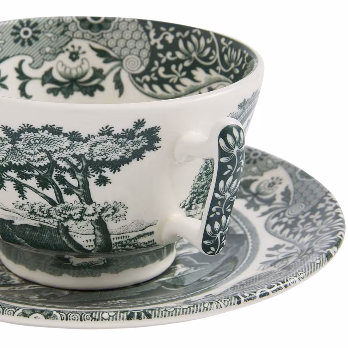 Spode Heritage Green Italian tekopp + fat 20 cl grön/vit - Bild 3