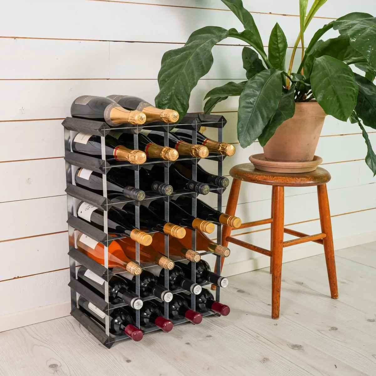 Traditional wine rack Vinställ Påbyggnadsbart 30 Flaskor Black Ash - Bild 6